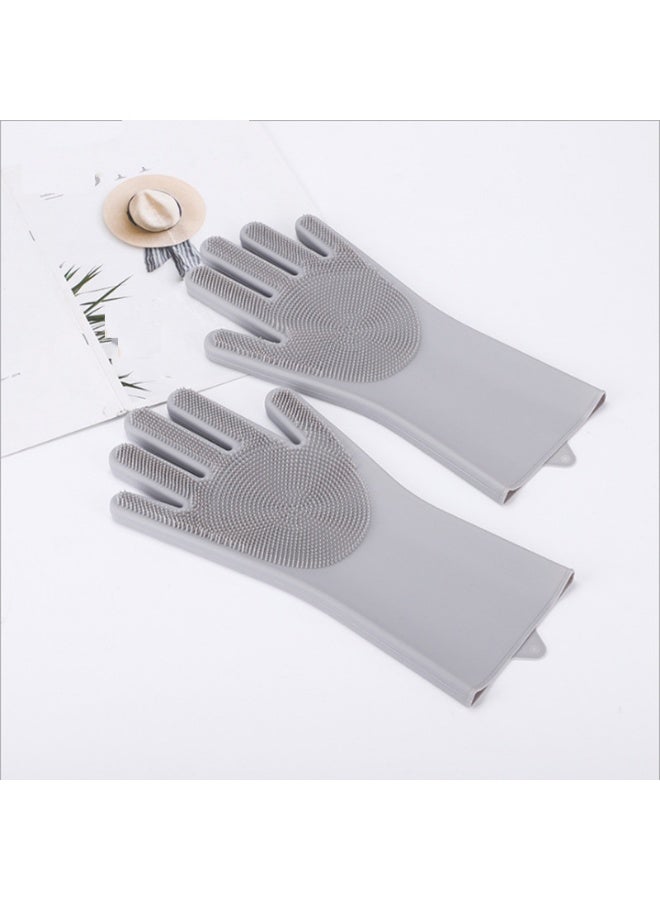 Two-piece Silicone Scrubbing Glove Set (Gray) - Image 2