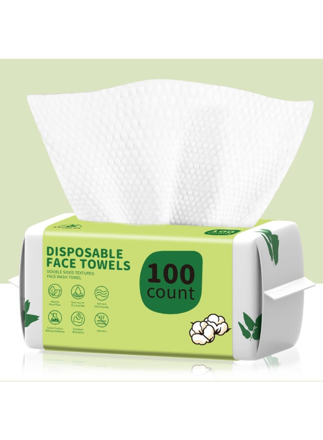 KeeiZoes Disposable Face Towels 100 Count Biodegradable Ultra Soft Thick Facial Towels for Sensitive Skin LintFree Makeup Remover Dry Wipes MultiPurpose Cleansing Towelettes for Face Wipes Skincare - Image 2