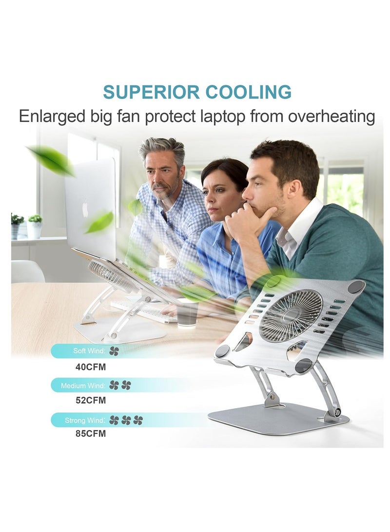 DUSALA Laptop Cooling Stand with 3 Speed Fan, Adjustable Height Laptop Stand for Desk, Ergonimic Foldable Laptop - Image 3