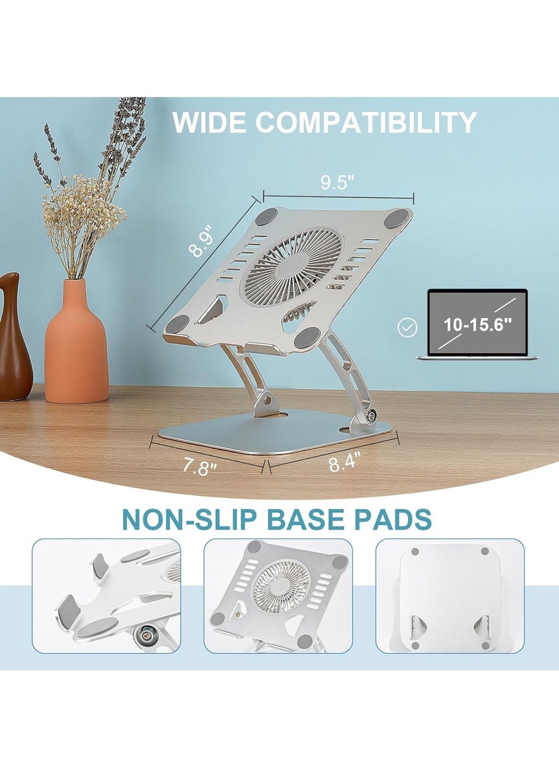 DUSALA Laptop Cooling Stand with 3 Speed Fan, Adjustable Height Laptop Stand for Desk, Ergonimic Foldable Laptop - Image 2