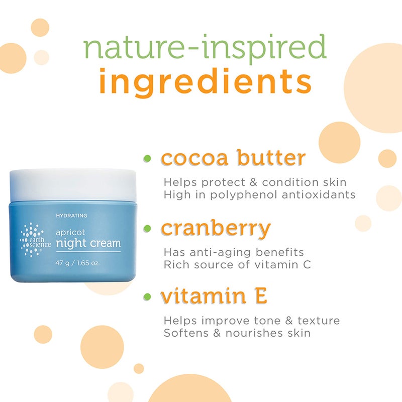 EARTH SCIENCE - Apricot Night Cream with Hydrating Apricot and Vitamin E for Dry Skin (1.65 oz) - Image 2