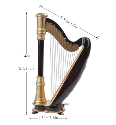 PUNK Mini Harp Model,14CM Hand-made Wooden Harp Musical Instrument Replica Home Office Table Decoration Ornament,Instrument Holiday Gift - Image 4