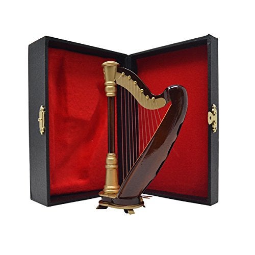 PUNK Mini Harp Model,14CM Hand-made Wooden Harp Musical Instrument Replica Home Office Table Decoration Ornament,Instrument Holiday Gift - Image 5