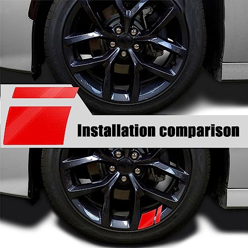 GKmow Pack-6 Car Reflective Stickers, Car Wheel Rim Stripe Decals, Universal Automotive Decals for 18-21 Inch Wheels Tire Rim Decoration Accessories (Red) - Image 5