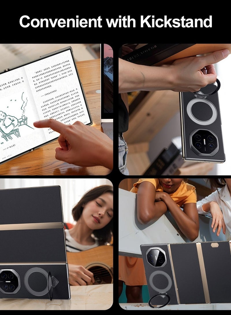 سولادا جراب جلدي أصلي لهاتف Huawei Mate XT بتصميم Ultimate، مع حامل مغناطيسي، أسود - Image 4