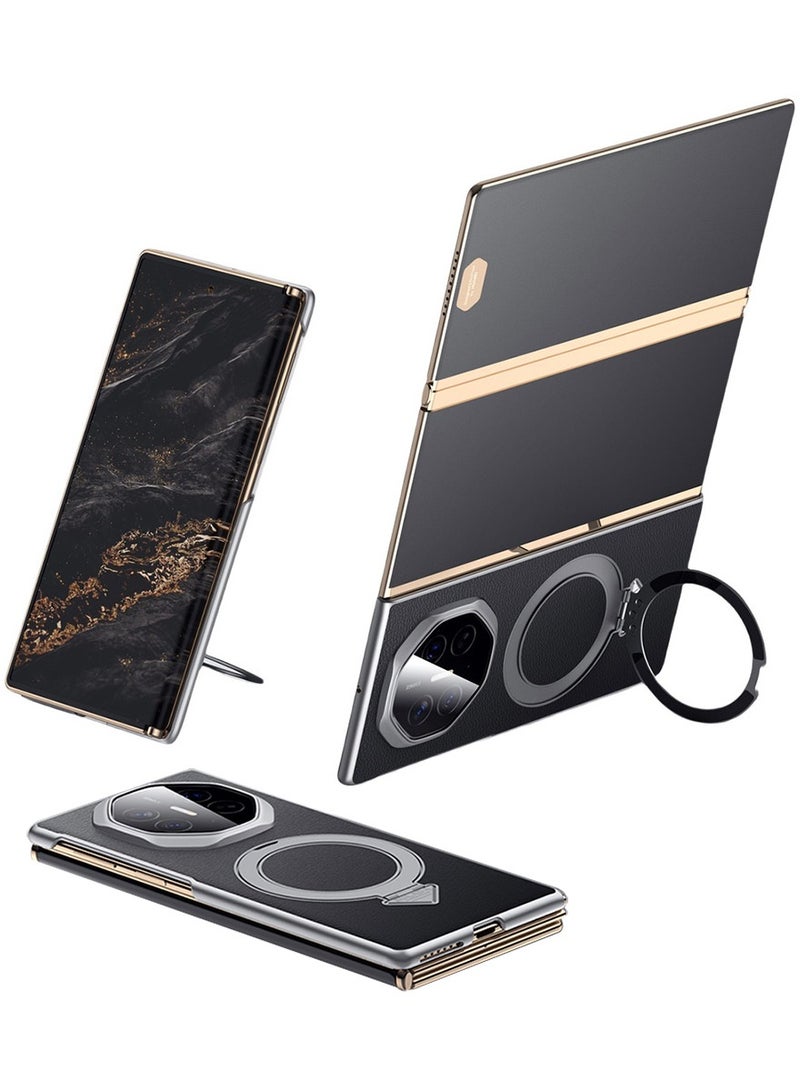 سولادا جراب جلدي أصلي لهاتف Huawei Mate XT بتصميم Ultimate، مع حامل مغناطيسي، أسود - Image 1