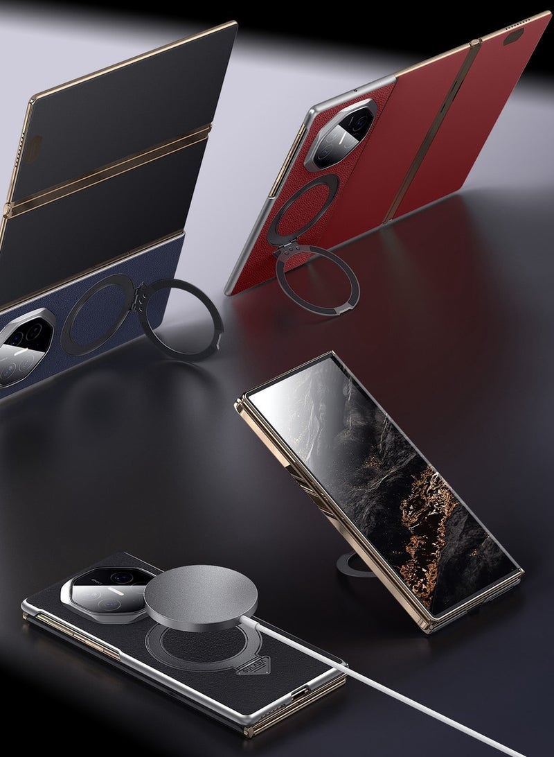 SULADA Genuine Leather for Huawei Mate XT Ultimate Design Case, with Magnetic Kickstand, Black - Image 2