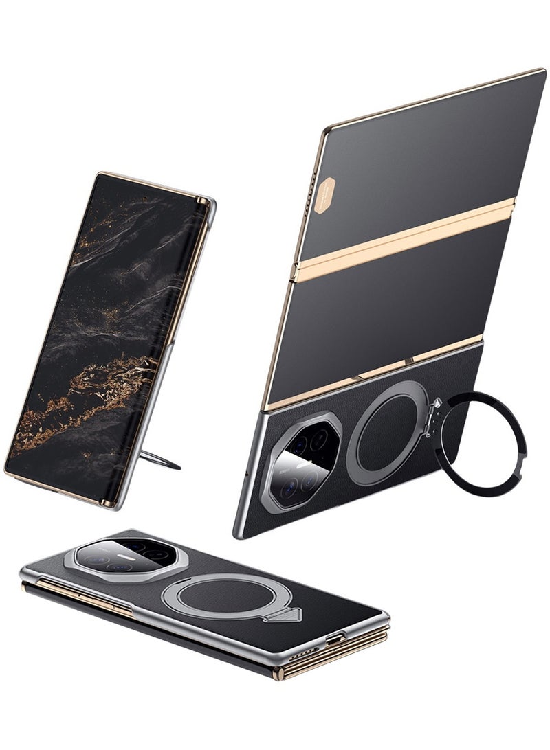 SULADA Genuine Leather for Huawei Mate XT Ultimate Design Case, with Magnetic Kickstand, Black - Image 1