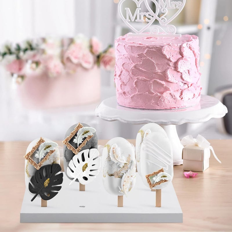Qunclay 2 Pcs Wooden Cakesicle Stand Display 12 Count Candy Sticks Holder Rectangle Rustic Cake Stands for Dessert Table Ice Cream Lollipop Holder for Wedding Birthday Holiday Party - Image 4