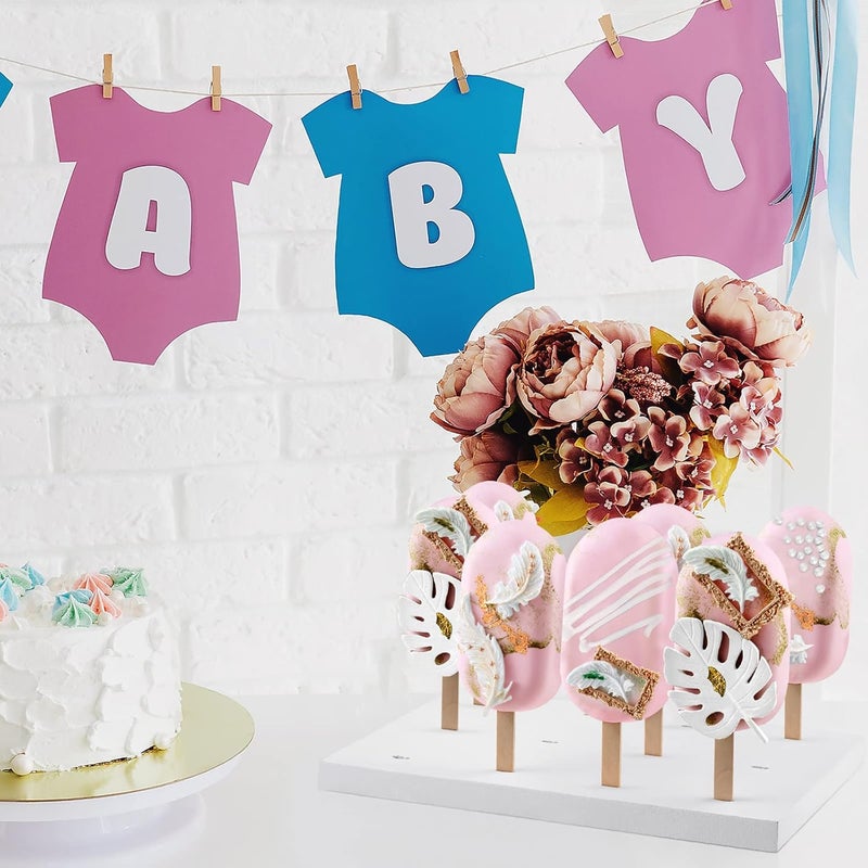 Qunclay 2 Pcs Wooden Cakesicle Stand Display 12 Count Candy Sticks Holder Rectangle Rustic Cake Stands for Dessert Table Ice Cream Lollipop Holder for Wedding Birthday Holiday Party - Image 5