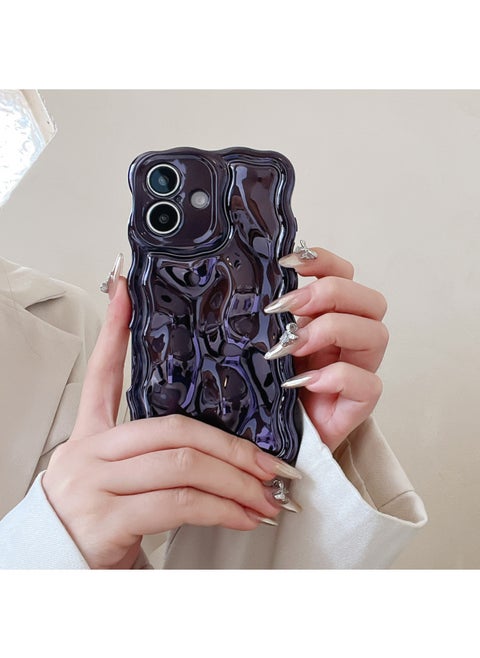 Ins Niche Water Ripple For IPhone15pro Max Mobile Phone Case Apple 16 14/13 Advanced Sense-Color:Xym Wave Meteorite Electroplated Black-Applicable Models:16pro (without Packaging)