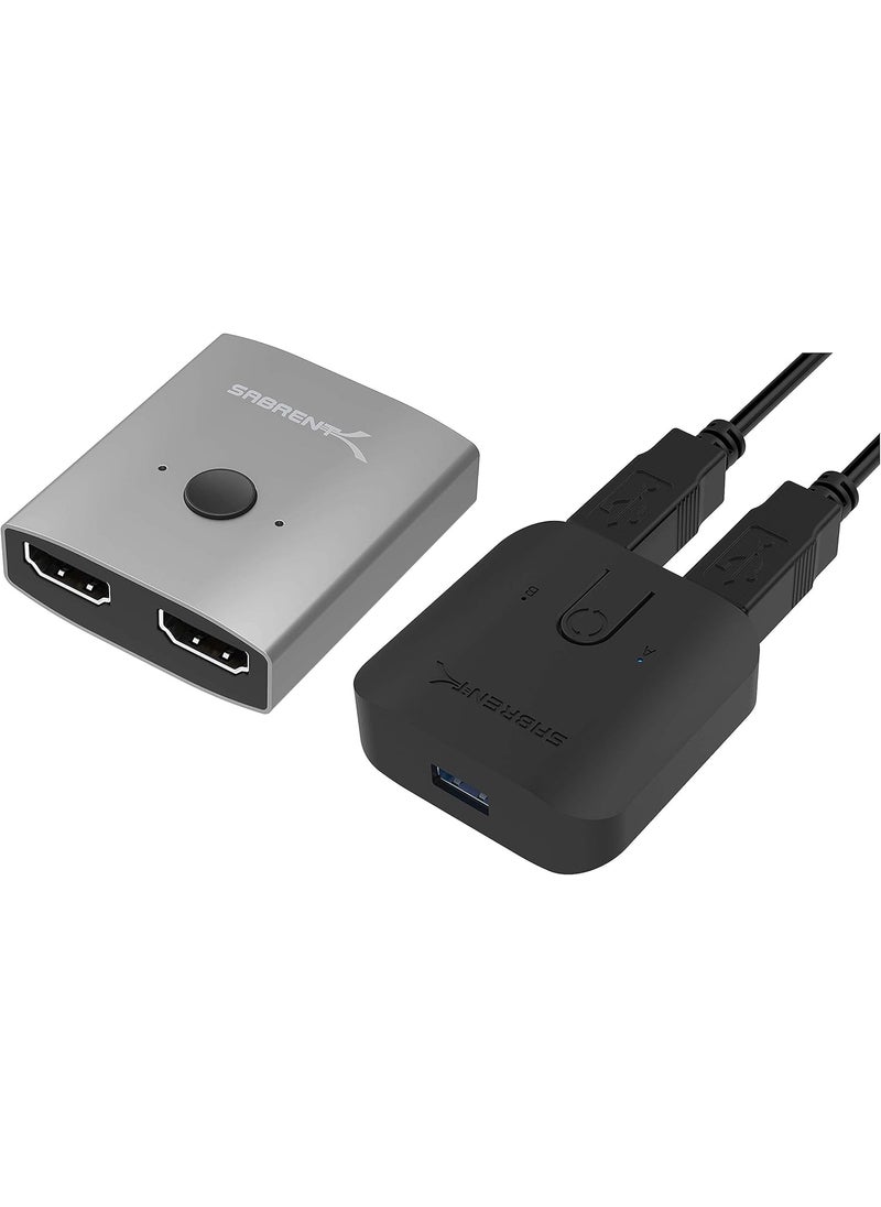 SABRENT Sabrent 2Port 4K Dual HDMI Sharing Switch  USB 30 Sharing Switch for Multiple Computers and Peripherals LED Device Indicators  - Image 1