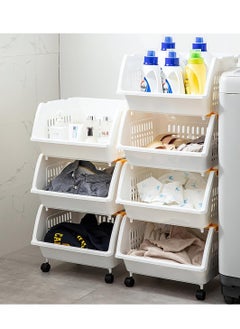 Alissa Plastic Rolling Utility Cart Storage Shelf 3 Tier Large Bathroom Storage Basket Toys Rolling Storage Cart Trolley with Wheels Easy Assembly for Bathroom Kicthen Livingroom 39 * 34 * 91cm  - Image 4