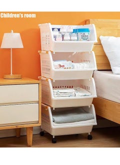 Alissa Plastic Rolling Utility Cart Storage Shelf 3 Tier Large Bathroom Storage Basket Toys Rolling Storage Cart Trolley with Wheels Easy Assembly for Bathroom Kicthen Livingroom 39 * 34 * 91cm  - Image 2