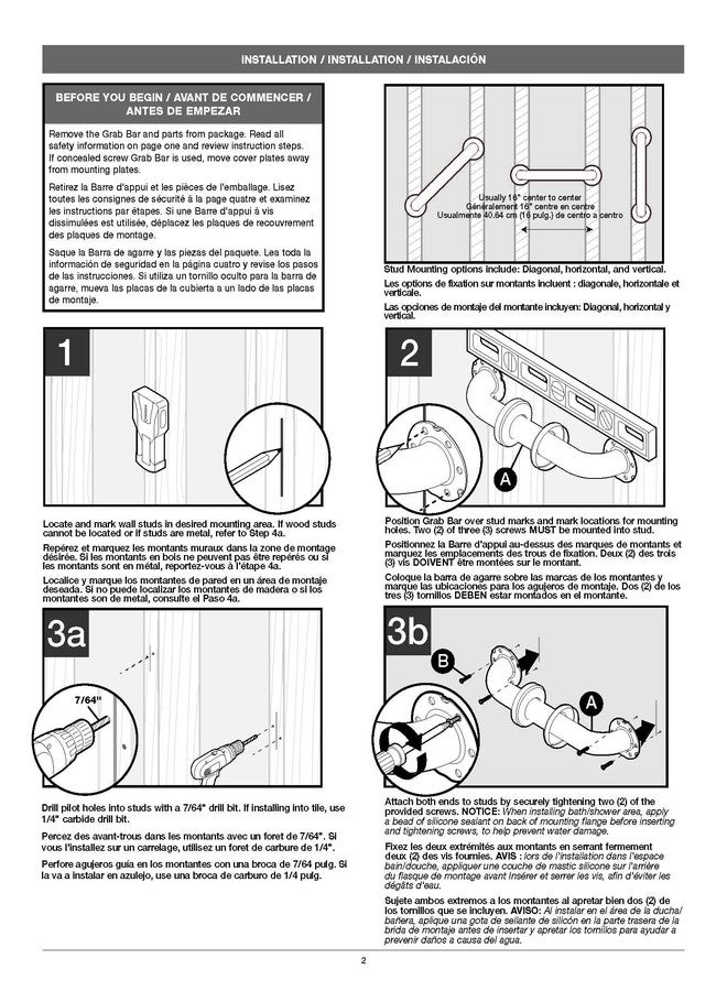 Delta 5600 Series (1-Pack) 24' Shower Grab Bar Seniors ADA Compliant Bright Stainless Steel Bathroom Safety Handle for Shower, Bathtub | Wall Mounted 450 lb Capacity Balance Assist, Grip D5624PS - Image 3