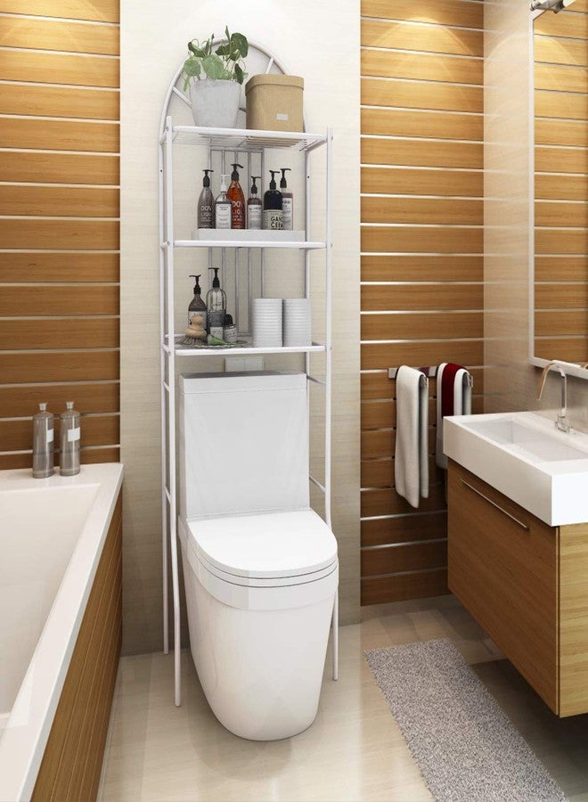 Tangkula 3-Tier Over The Toilet Storage Rack, 3-Tier Bathroom Space Savor, 23.5" x 10.5" x 68", White (White) - Image 3