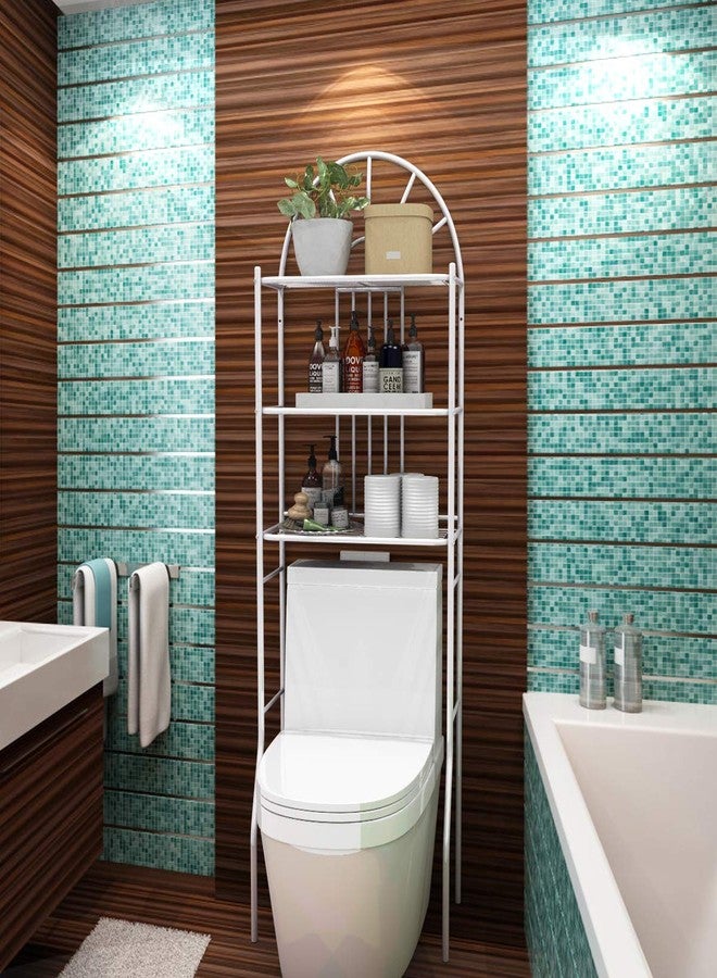 Tangkula 3-Tier Over The Toilet Storage Rack, 3-Tier Bathroom Space Savor, 23.5" x 10.5" x 68", White (White) - Image 2