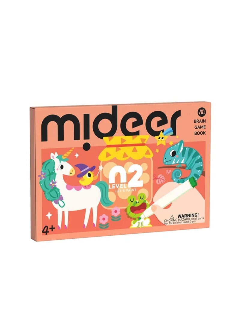 MiDeer كتاب ألعاب العقل – لنرسم المستوى 2 | كتاب نشاط تلوين متقدم للأطفال من عمر 4 سنوات وما فوق مع 50 صفحة، ملصق مكافأة وشهادة | تطوير المهارات والفنون الإبداعية - Image 1