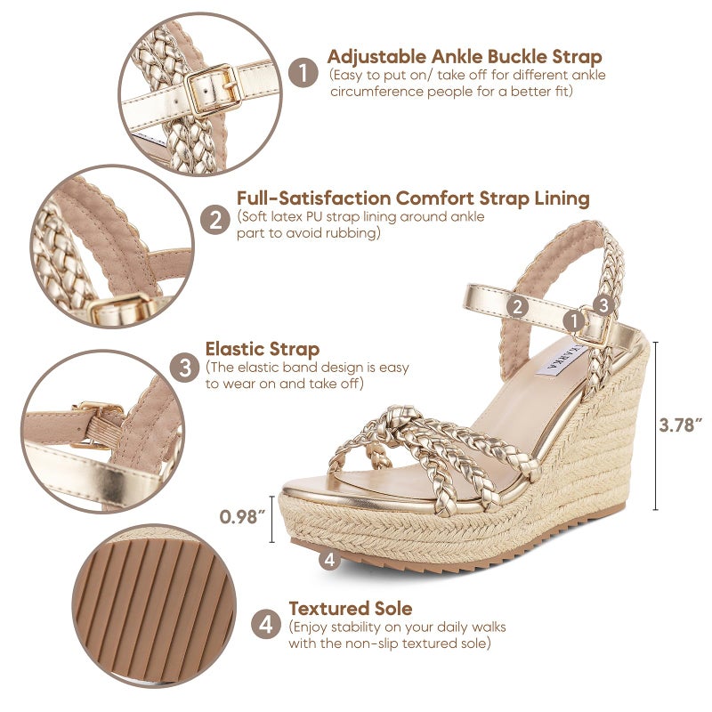 mikarka Espadrille Wedge Sandals for Women Braided Knot Ankle Strap Open Toe Platform Sandals - Image 4