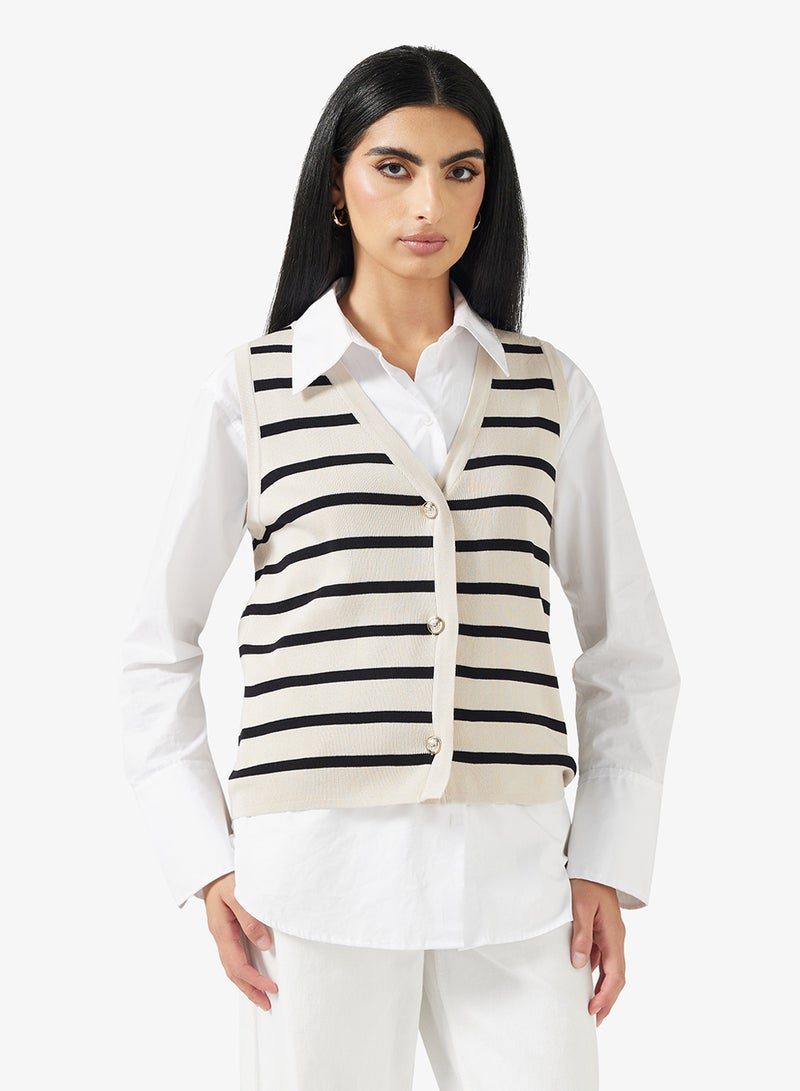 ELLA Striped Sweater Vest - Image 1