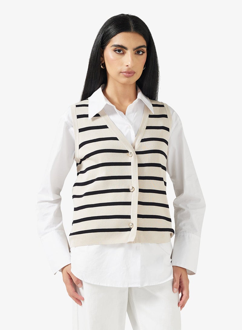 ELLA Striped Sweater Vest - Image 1