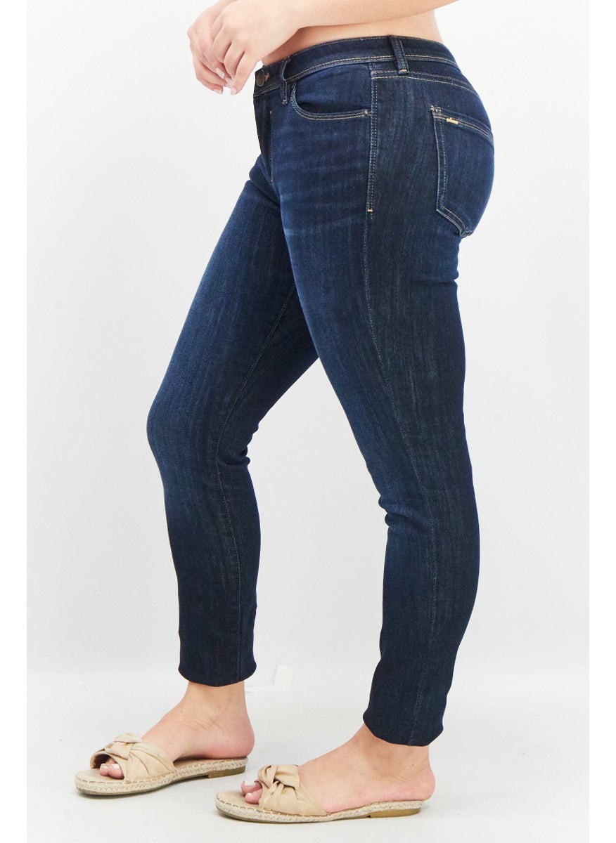 EDC Women Skinny Fit Washed Stretchable Denim Jeans, Blue  - Image 3
