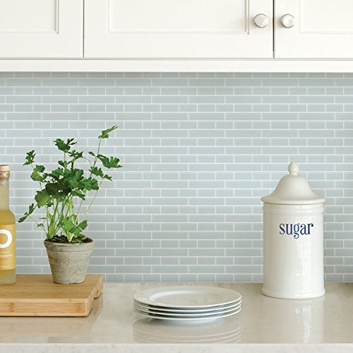 Inhome In Home NH2361 Sea Glass Peel & Stick Backsplash Tiles, Blue - Image 2