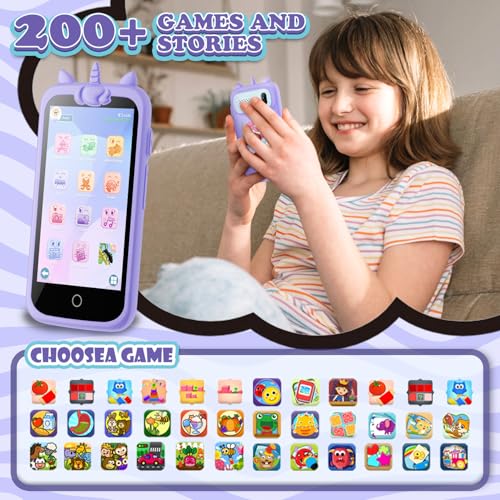 E teacher Kids Toys Phone 397 Touchscreen Mini Phones for Kids Learning Phone Puzzle Games 1500mA Toys Cell Phone 8GB Card Purple - Image 5