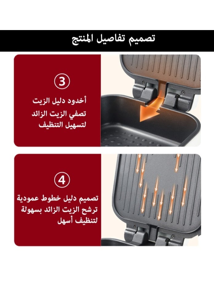 جيرزون - اللون الأحمر - مقلاة خبز كهربائية وآلة طهي ذات ارتفاع عميق وسعة كبيرة، 6 وظائف، يمكن القلي والخبز والغلي والبخار والطهي والتنظيف - Image 1