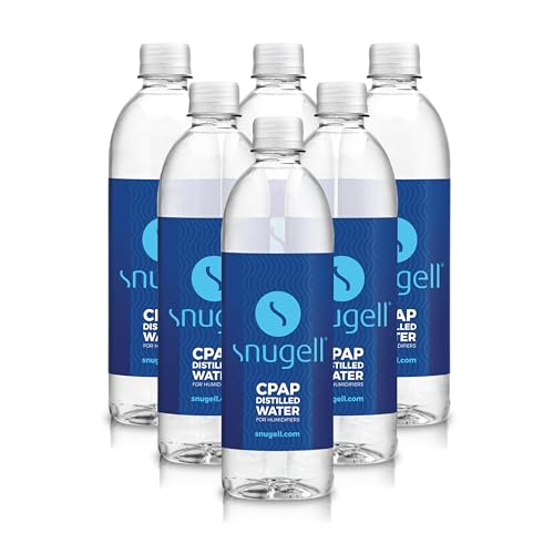Snugell مياه مفلترة بحجم السفر من سنوجيل لآلات CPAP، (عبوة 6، 20 أونصة لكل منها) – تكفي حتى 12 يومًا – متعددة الاستخدامات، مناسبة للسفر، نظيفة، مصنوعة في الولايات المتحدة - Image 1