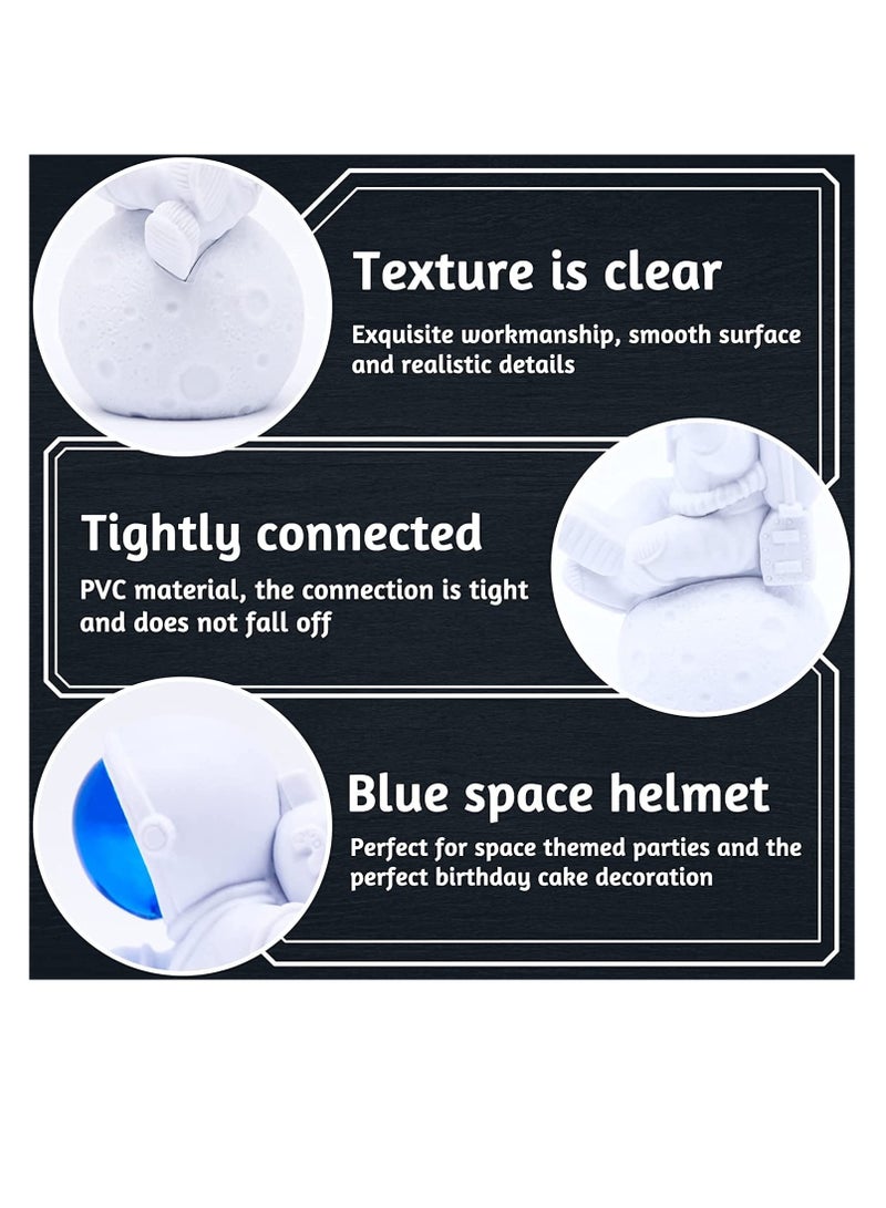 SYOSI زينة رائد الفضاء، 3 قطع تمثال رائد فضاء تماثيل نموذج رائد الفضاء، لتزيين الكعك props لتصوير موضوع الفضاء هدايا الحفلات زرقاء - Image 5