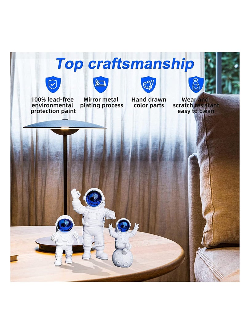 SYOSI زينة رائد الفضاء، 3 قطع تمثال رائد فضاء تماثيل نموذج رائد الفضاء، لتزيين الكعك props لتصوير موضوع الفضاء هدايا الحفلات زرقاء - Image 4