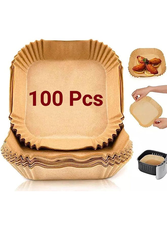 Generic 100 قطعة من بطانة ورق المقلاة الهوائية للاستعمال مرة واحدة، ورق زبدة مربع غير لاصق للخبز في الميكروويف ومقاوم للزيت، 7.8 بوصة/20 سم، دائري  - Image 4