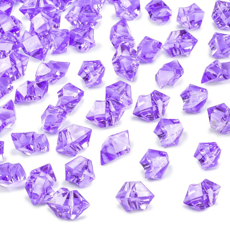 DomeStar Purple Fake Ice Rocks, 150PCS Acrylic Gems Crystals Plastic Diamonds Centerpiece for Vase Fillers Wedding Party Table Scatter - Image 1