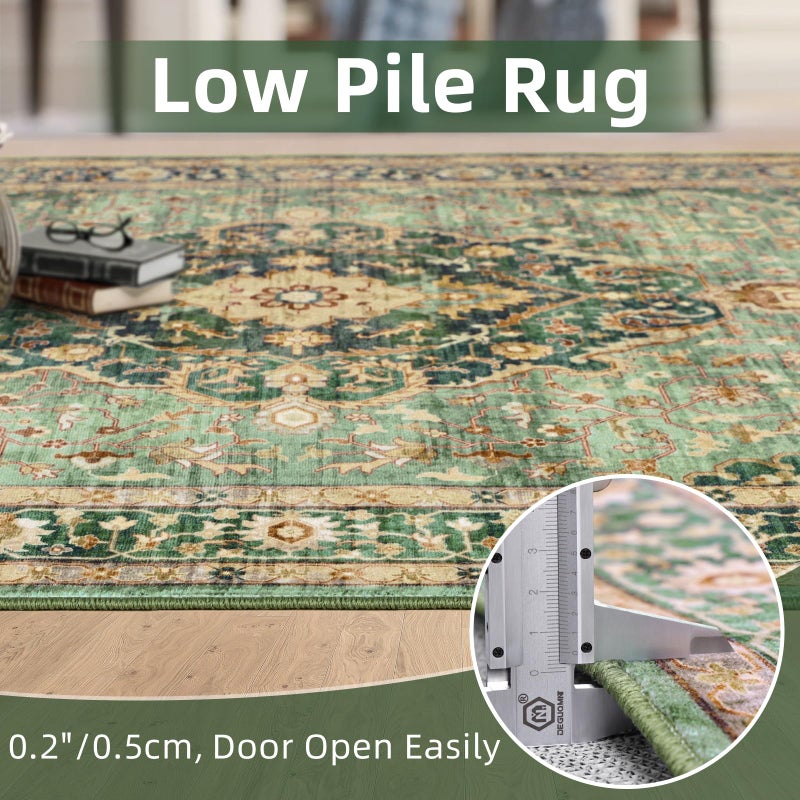 Deerly Green Runner Rug 2x4 Rugs Boho Small Washable Runner Rugs for Entryway Bathroom Kitchen, Small Rugs Soft Low Pile Non-Slip Rubber Backing Oriental Door Mat - Image 5