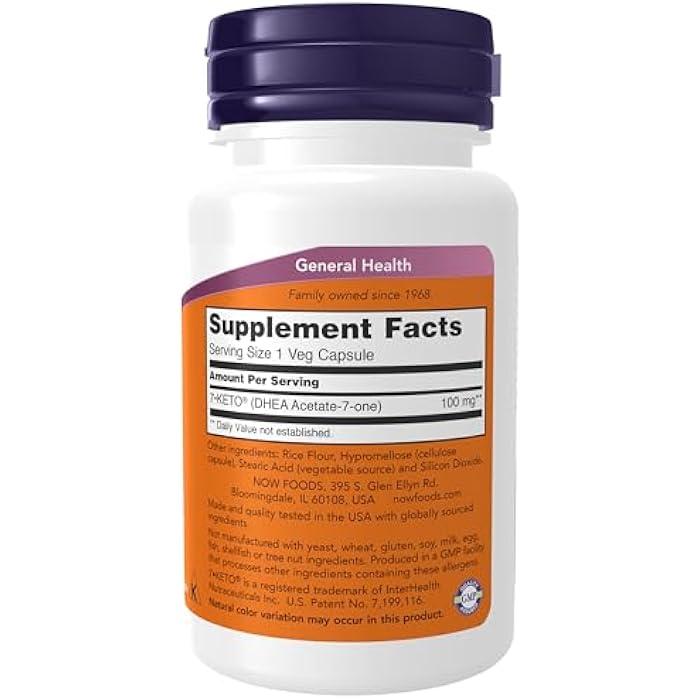now Supplements, 7-Keto (DHEA Acetate-7-one) 100 mg, Weight Management*, 60 Veg Capsules - Image 2