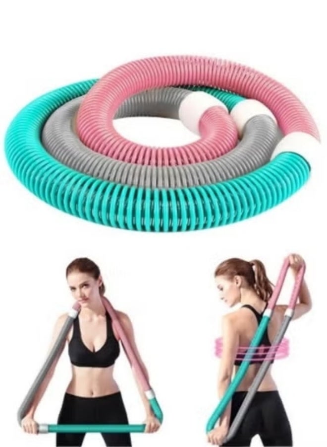 DUNISO Foldable Soft Hula Hoop Spring Fitness Ring Waist Friendly Abdomen Exercise Equipment Multi-Functional Exercise Hoops Waist and Abdominal Workout Belt Elastic Alloy Spring Hula Hoop - Image 2