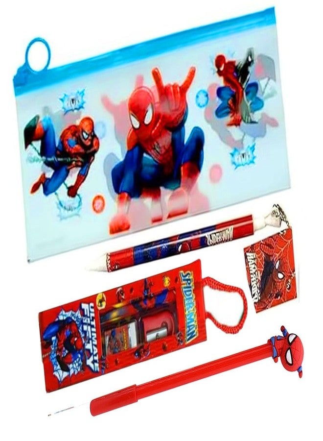 Neel Spider-Man & Avengers Combo Stationery Set for Kids | Pencil Pouch with Pen|Pencil|Eraser|Sharpener| Marvel School Supplies Gift Kit for Boys and Girls Party Favor in Bulk, Birthday Return Gift