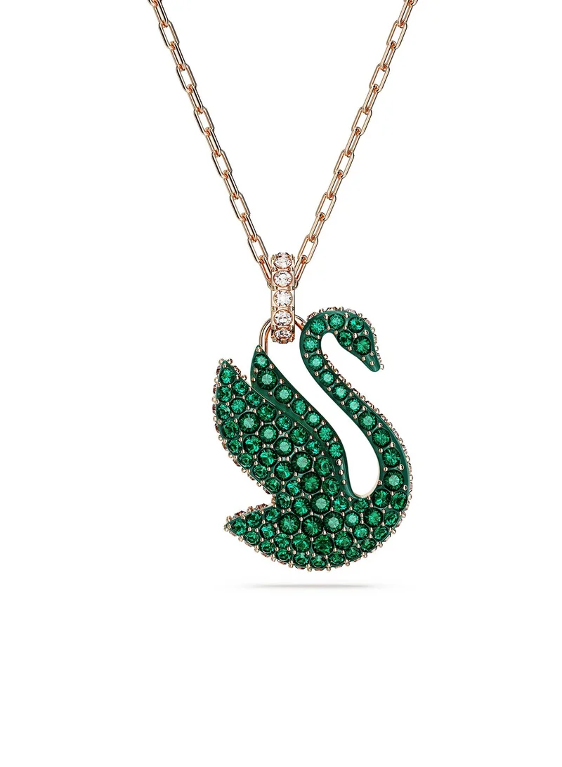 SWAROVSKI Cex Iconic Swan Pendant Rose-Gold Tone Plated Necklace
