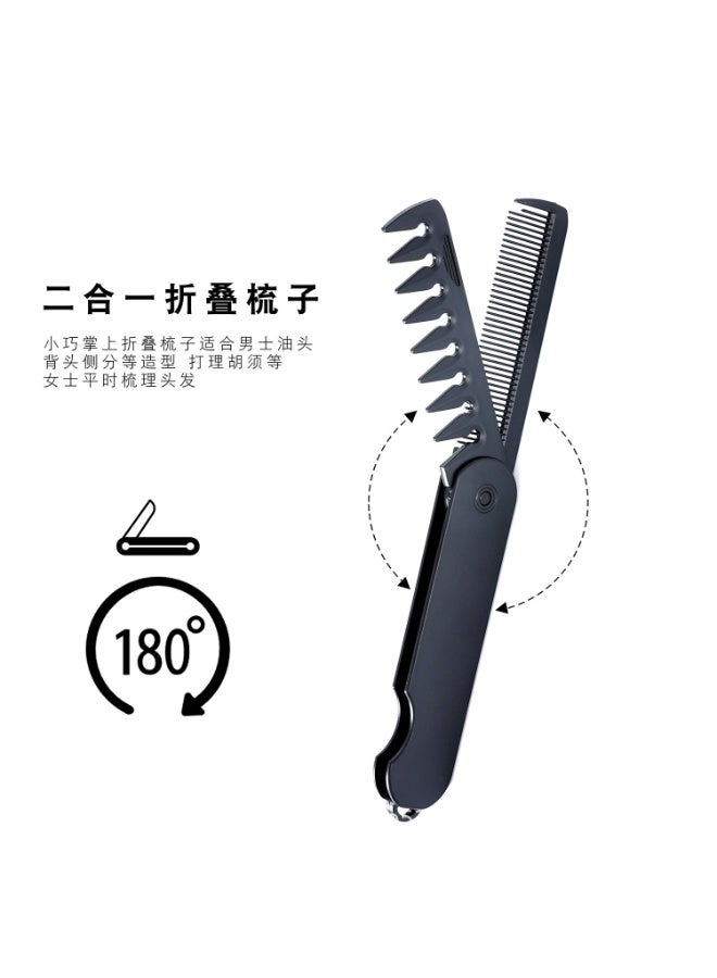 مشطان قابلان للطي للجيب، بلاستيكي، ذو أسنان عريضة، مشط رأس زيت، مشط لحية، مشط ماكينة حلاقة، أدوات تصفيف الشعر في الصالونات - Image 3