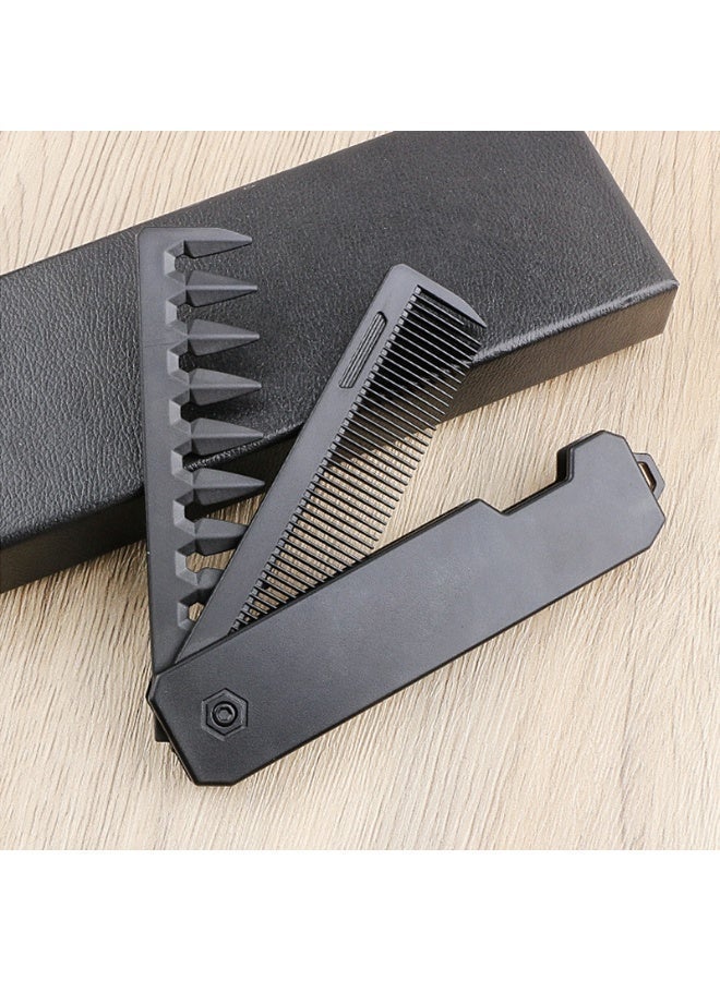 2 in 1 Pocket Folding Combs Plastic Wide Tooth Oil Head Comb Beard Combing Barber Clipper Comb Salon Hair Styling Tools - Image 3