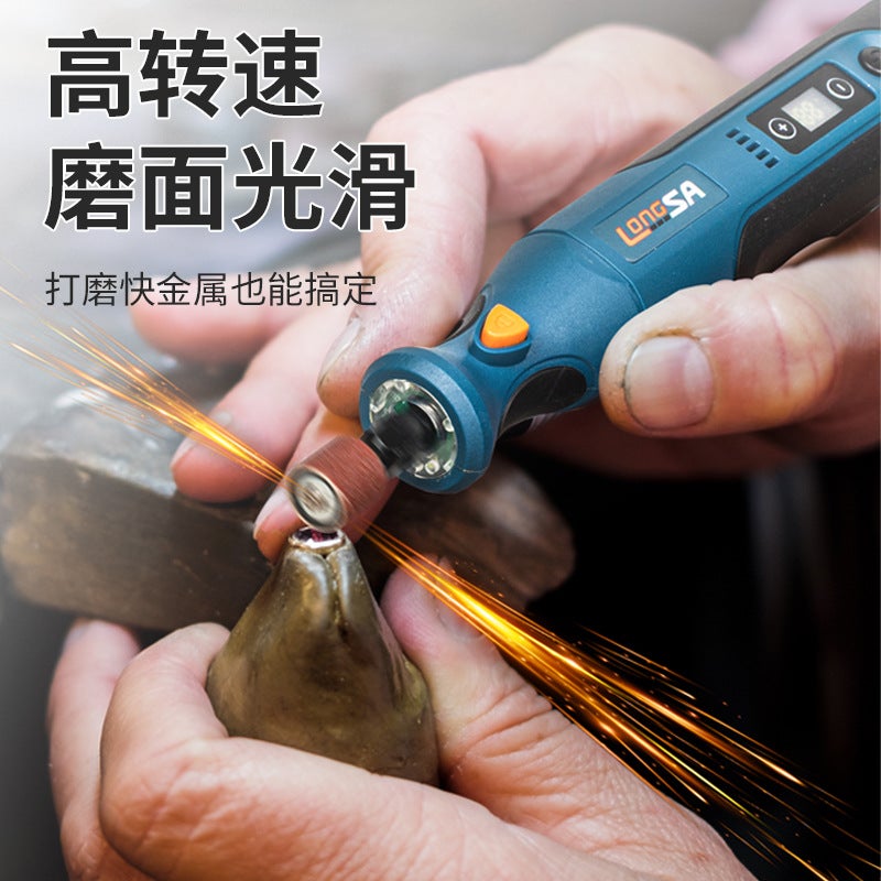 Blue 7.4V High-Power Rechargeable Lithium Die Grinder Polisher - 66 Piece Plastic Box Set - Image 4