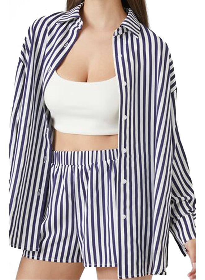 FOREVER 21 Pinstriped Shirt & Shorts Set - Image 4