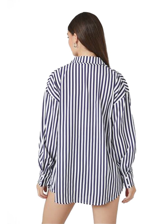 FOREVER 21 Pinstriped Shirt & Shorts Set - Image 3