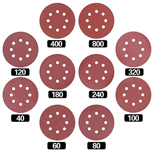 Swpeet 100 Pcs Sanding Discs Sandpaper Hook and Loop Pads for Circular Sander Grits Sanding Sheets 10 Sizes 4060 80100 120180 240320 400800 Grits - Image 1