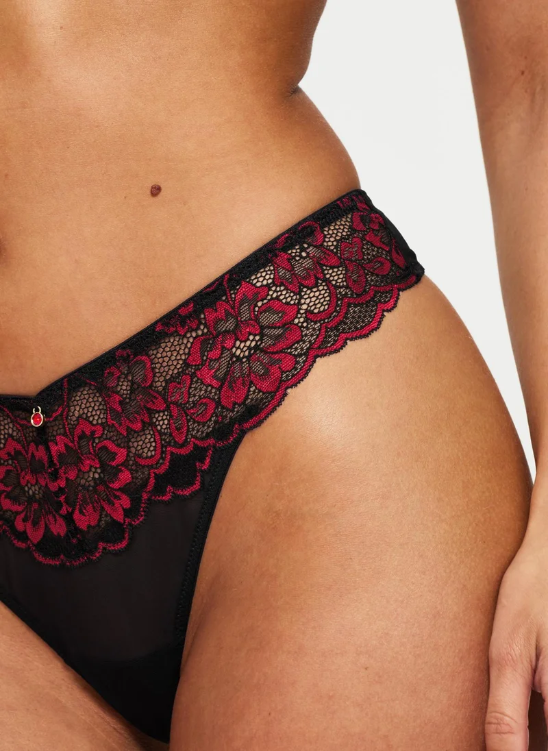 Ann Summers Sexy Lace Two Tone Thong Black/Red