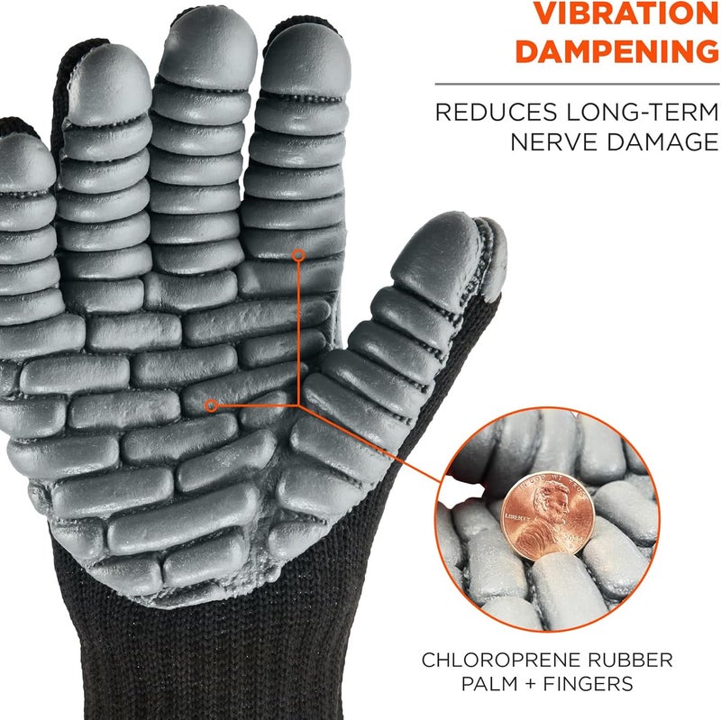Ergodyne ProFlex 9000 Certified Lightweight Anti-Vibration Work Gloves - Large, Black - Image 3