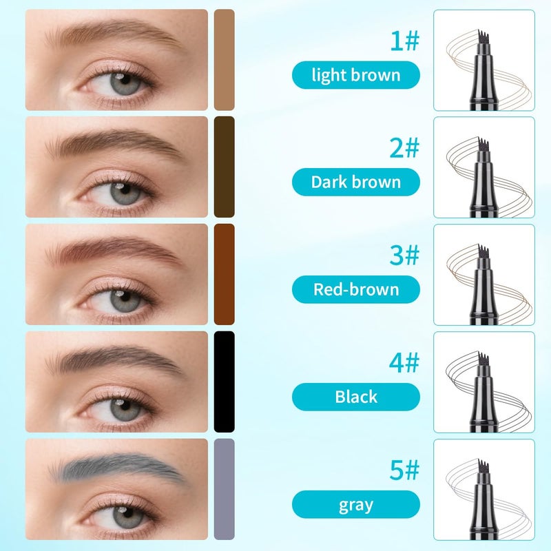 QIC Eyebrow Pencil with 4 Tip Microblade for Natural Eyebrow Makeup Eyebrow Microblading Pen Waterproof &Smudge-Proof (4# Black) - Image 4