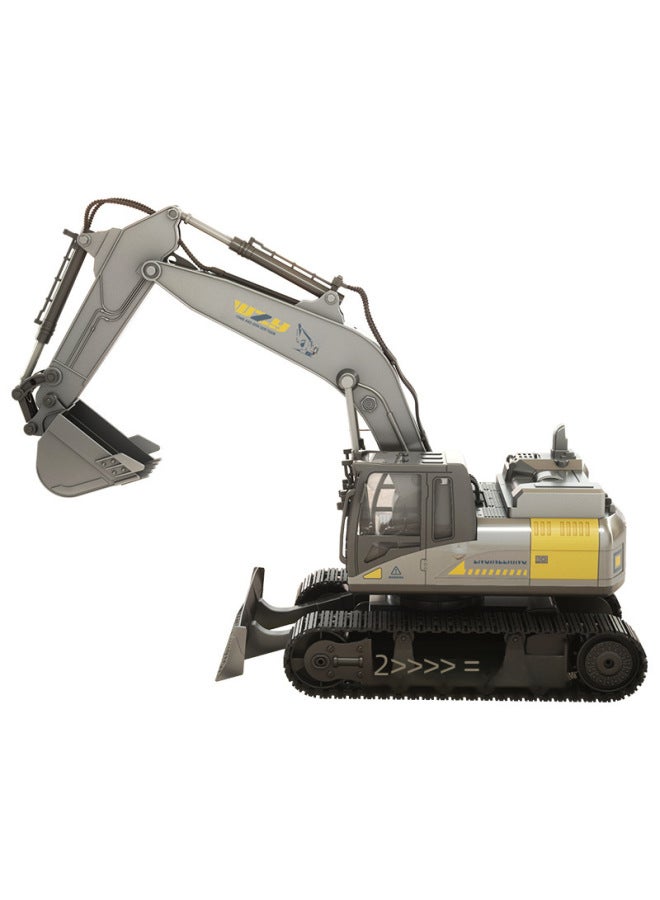 Large Alloy Remote Control Excavator Toy Car Electric Simulation Digging Machine Engineering Vehicle Children's Toy-Color:Big Mac 15 Channel Spray Bucket 【classic Yellow】】-Proportion:1 Set Of Rechargeable Battery + Remote Control Battery - Image 5