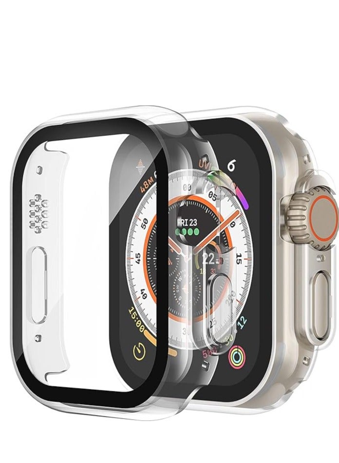 2-Pack Hard PC Protective Case with Tempered Glass Compatible with Apple Watch Ultra 49mm, Anti-Scratch All Around Ultra-Thin Cover with Screen Protector for iWatch 2022 (44mm, Clear)